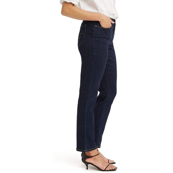 LEVI'S WOMEN'S CLASSIC STRAIGHT MID RISE Dark Wash 16S W33 L30 - Picture 2 of 12